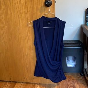 Blue Faux Wrap Top